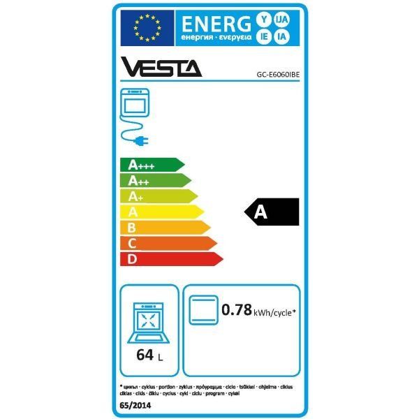 Плита газова VESTA GC-E6060i/BE